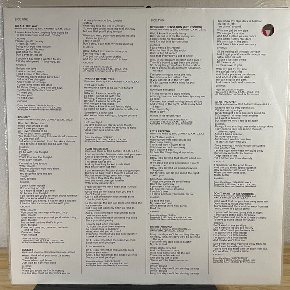 Raspberries' Best Vinyl Record Eric Carmen 1976 Capitol Records Shrink ST-11524 - Picture 5 of 11